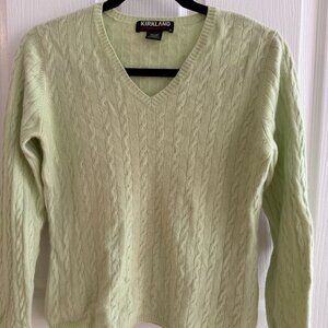 Kirkland Costco 100% Cashmere Cable Light Green Sweater